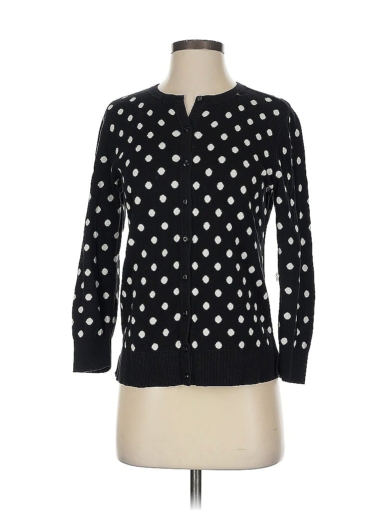 Ann Taylor LOFT Outlet 100% Cotton Polka Dots Black Cardigan Size XS - photo 1