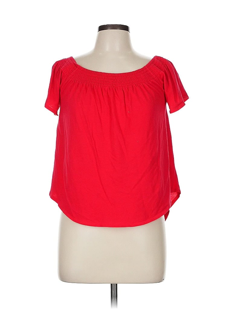 Pre-owned Express Short Sleeve Blouse In Red