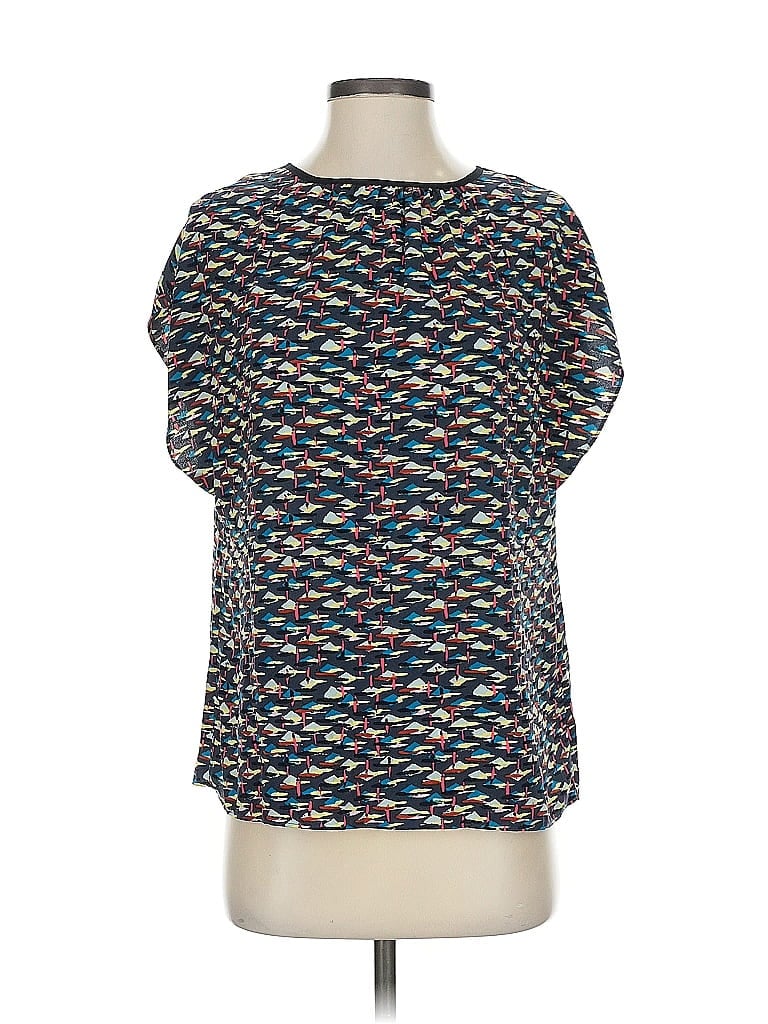 Pre-owned Rachel Rachel Roy Short Sleeve Blouse In Blue