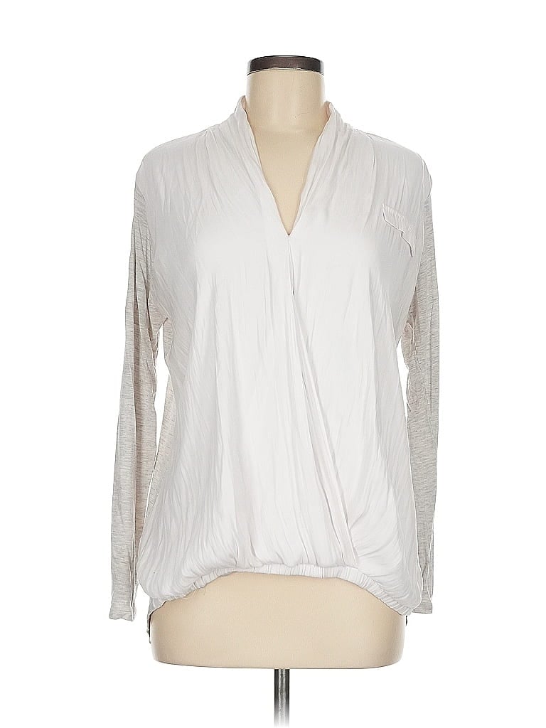 Pre-owned Dolan Long Sleeve Blouse In White