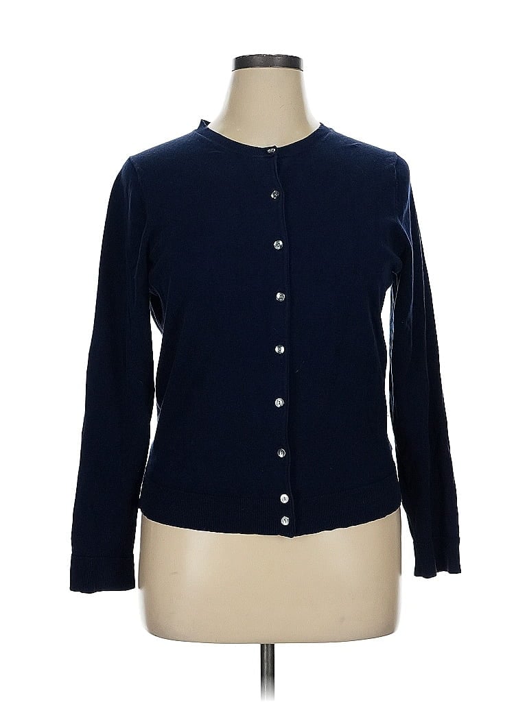 Pre-owned Charter Club Long Sleeve Silk Top Blue Crew Neck Tops