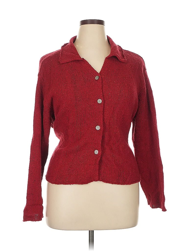 Pre-owned Jjill Silk Cardigan Sweater In Red
