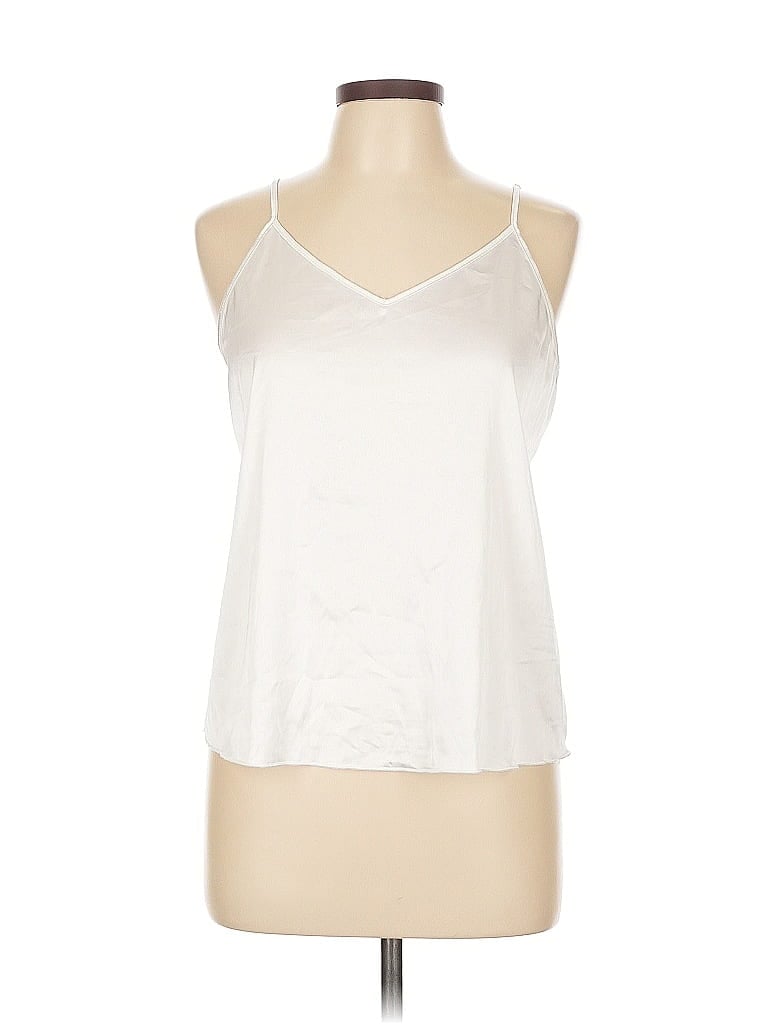 Pre-owned Ekouaer Tank Top Ivory Halter Neckline Tops In White