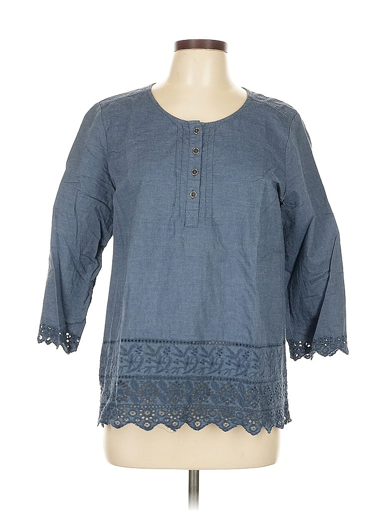 Click to view more detailed imagery on our partner's website Pre-owned G.h. Bass & Co. 3/4 Sleeve Blouse In Blue