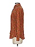 Fossil 100% Silk Print Brown Long Sleeve Silk Top Size XS - photo 5