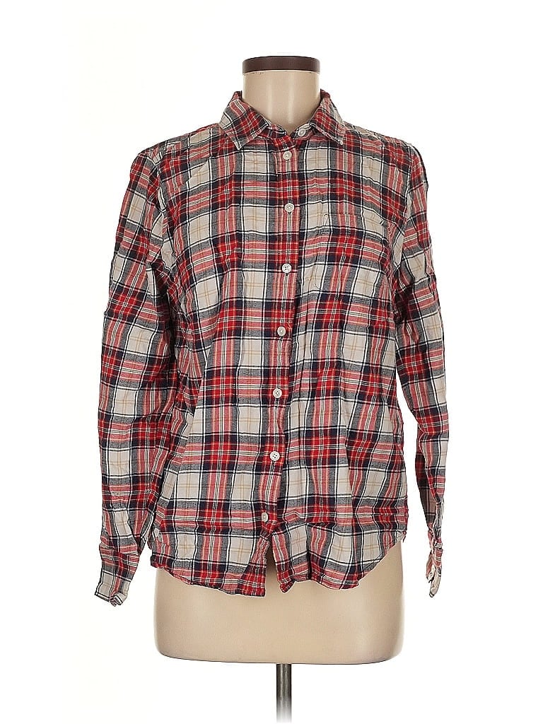 Pre-owned J.crew Factory Store Long Sleeve Button Down Shirt In Red