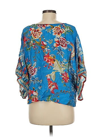 Johnny Was 3/4 Sleeve Silk Top (view 2)