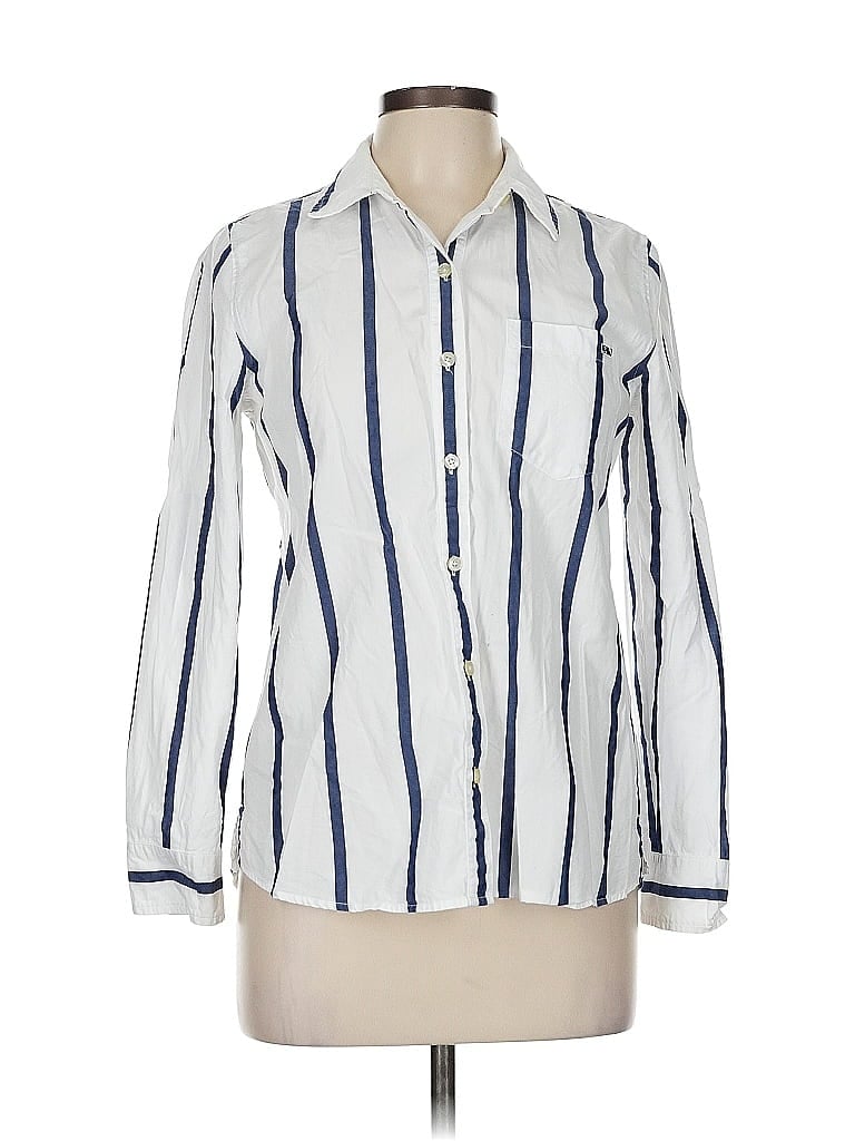 Pre-owned Vineyard Vines Long Sleeve Blouse In White