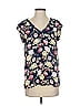 Serein 100% Polyester Floral Blue Short Sleeve Blouse Size XS - photo 1