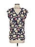Serein 100% Polyester Floral Blue Short Sleeve Blouse Size XS - photo 2