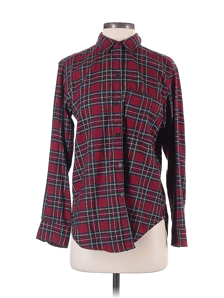 Pre-owned Abercrombie & Fitch Long Sleeve Button Down Shirt In Burgundy