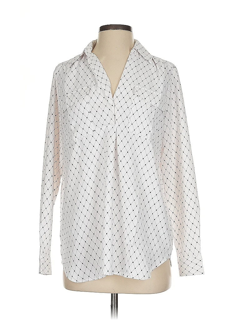 Pre-owned Ann Taylor Long Sleeve Blouse In White
