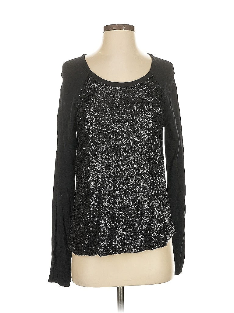 Pre-owned Ella Moss Long Sleeve T-shirt In Black