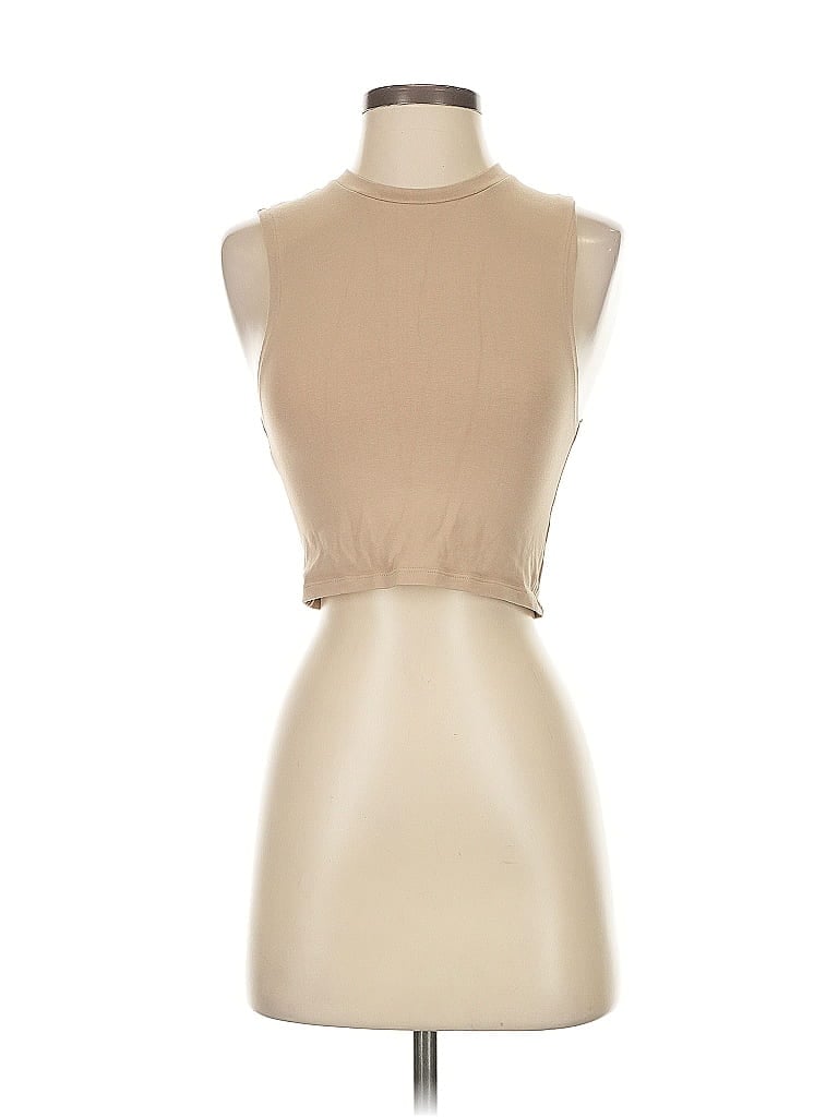 Click to view more detailed imagery on our partner's website Pre-owned Zara Tank Top Tan Halter Neckline Tops In Brown