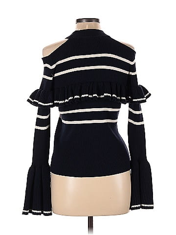 Self-Portrait Black Blue Long Sleeve Top Size L
