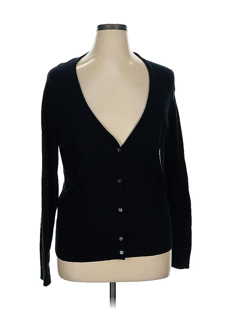 Banana Republic Women's Cashmere Cotton Blend Cardigan - Classic Black, Washable Crew Neck Sweater - Sizes XS, S, M