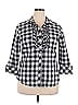 Foxcroft 100% Cotton Checkered-gingham Black 3/4 Sleeve Button-Down Shirt Size 16 - photo 1