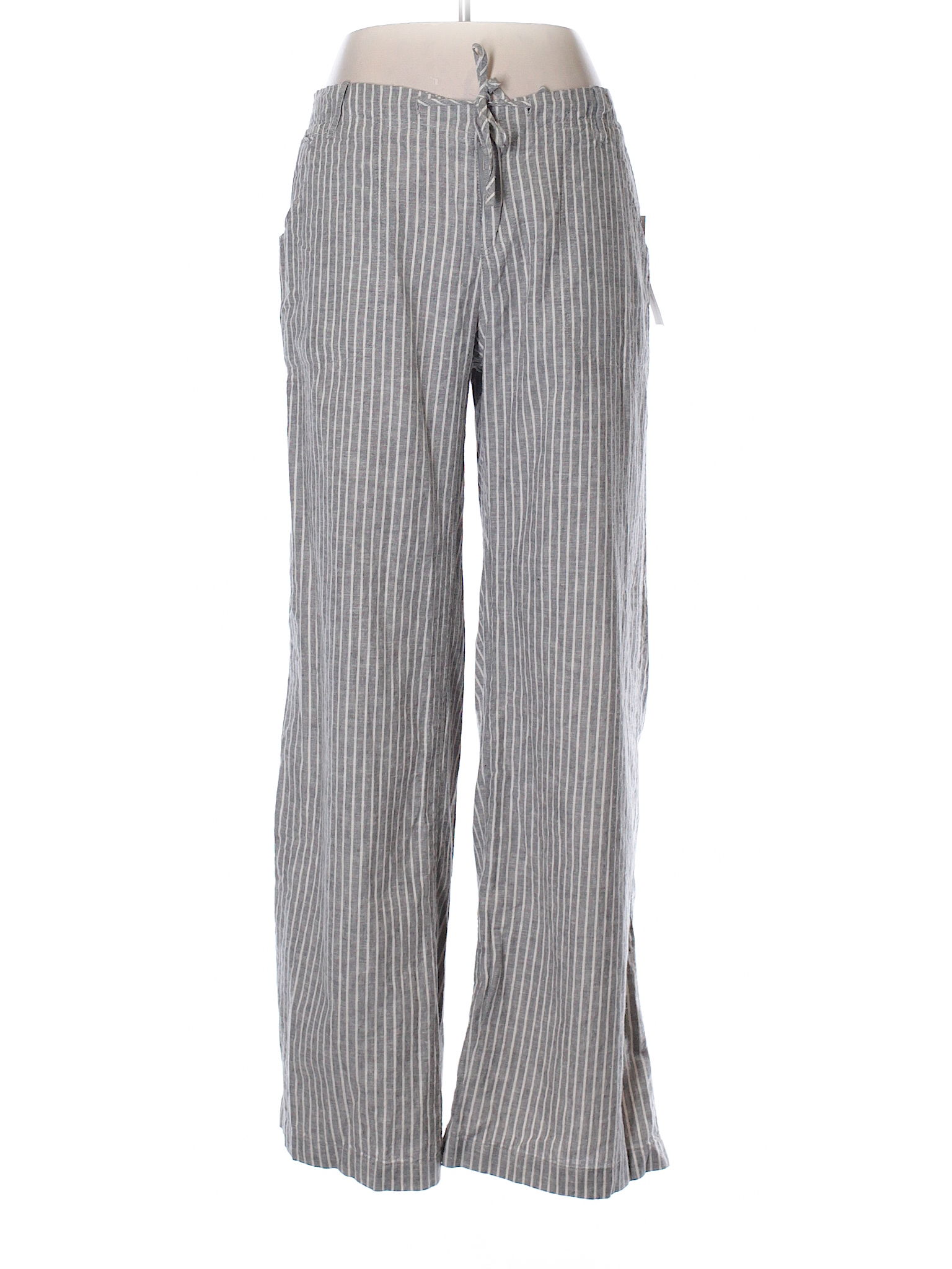 Just Living 100% Linen Stripes Gray Linen Pants Size L - 66% off | thredUP