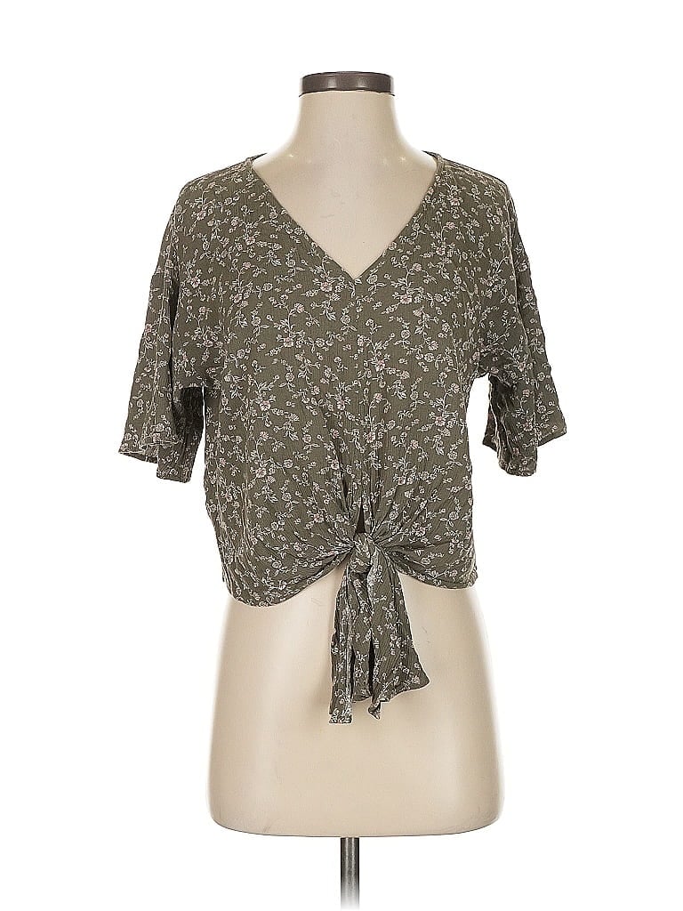 Pre-owned Assorted Brands Short Sleeve Blouse In Green