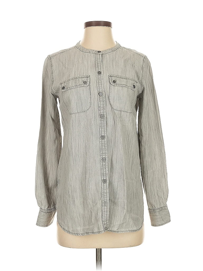 Pre-owned Ann Taylor Loft Long Sleeve Button Down Shirt In Gray