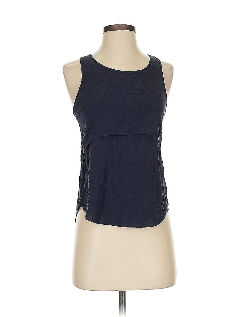 Pre-owned Theory Sleeveless Silk Top Blue Halter Neckline Tops