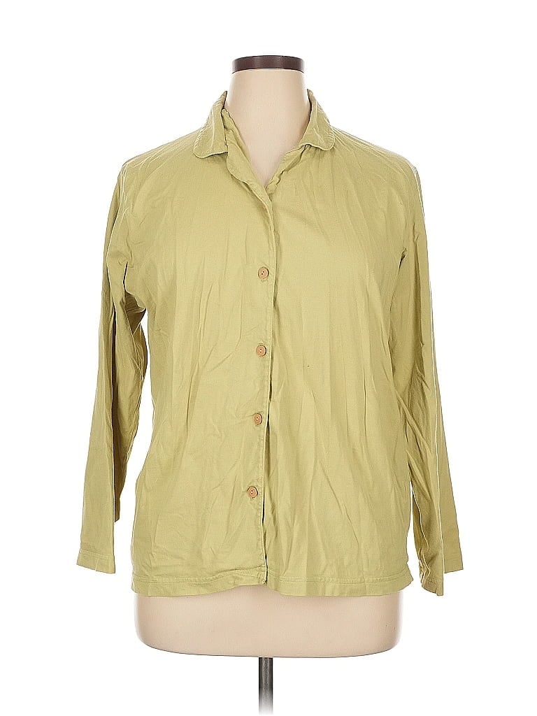 Pre-owned Assorted Brands 3/4 Sleeve Button Down Shirt In Green