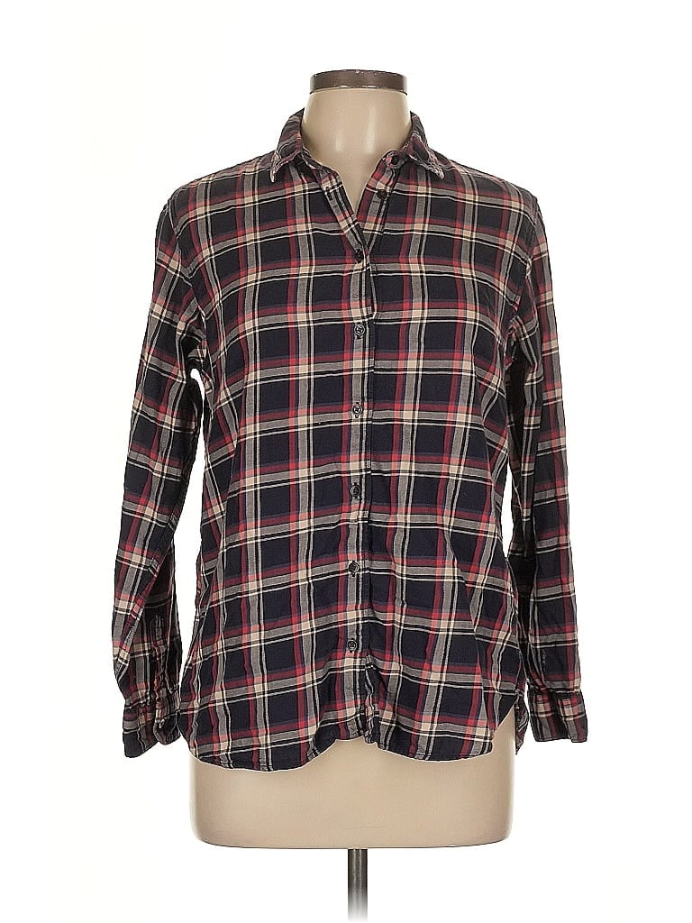 Pre-owned Uniqlo Long Sleeve Button Down Shirt In Burgundy