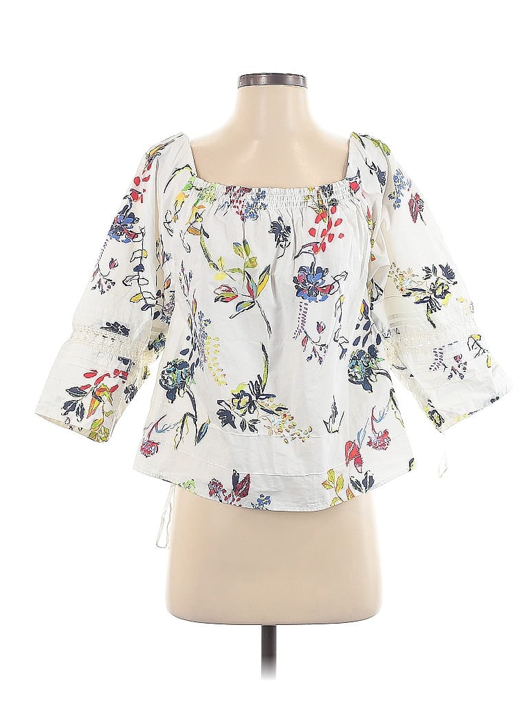 Tanya Taylor White 3/4 Sleeve Blouse Size 2 - photo 1