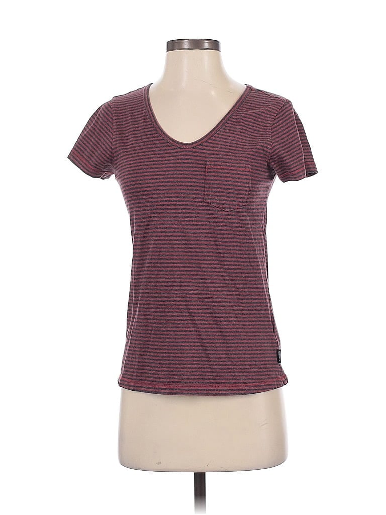 Nixon 100% Cotton Stripes Burgundy Short Sleeve T-Shirt Size XS - photo 1