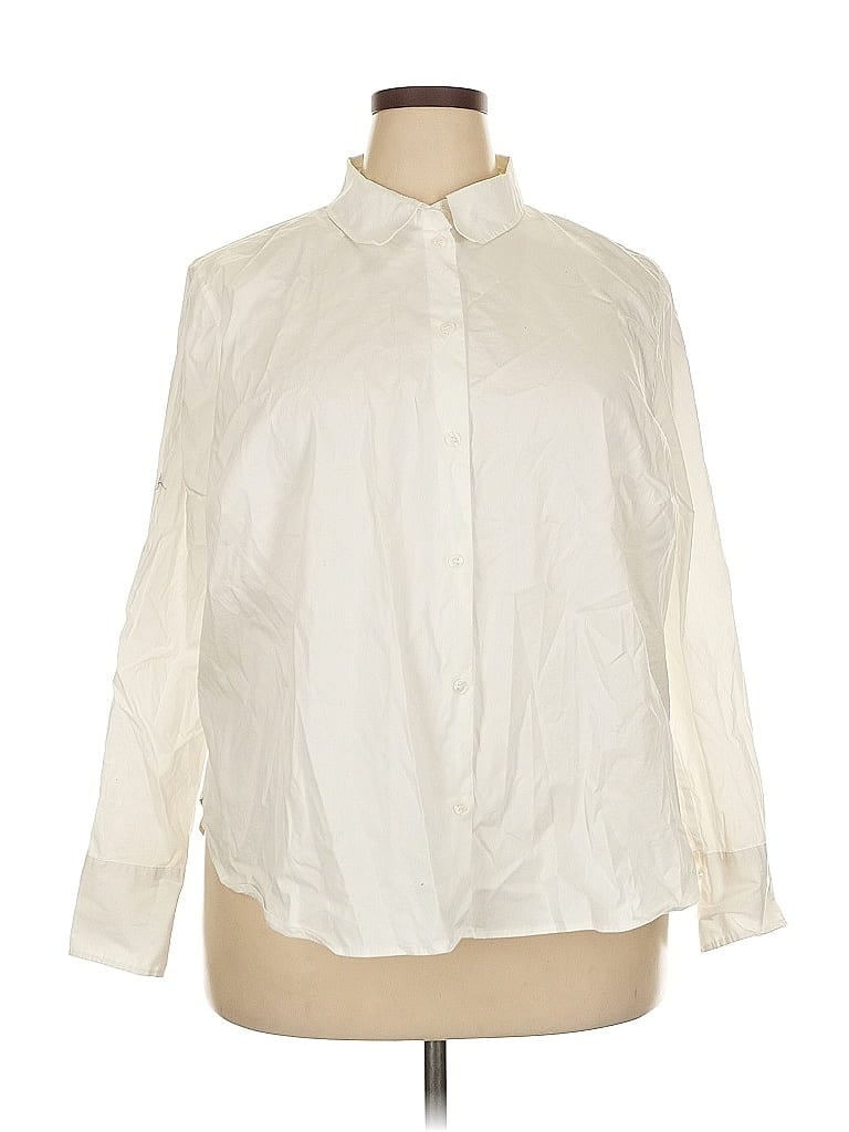 Pre-owned H&m Long Sleeve Button Down Shirt In White