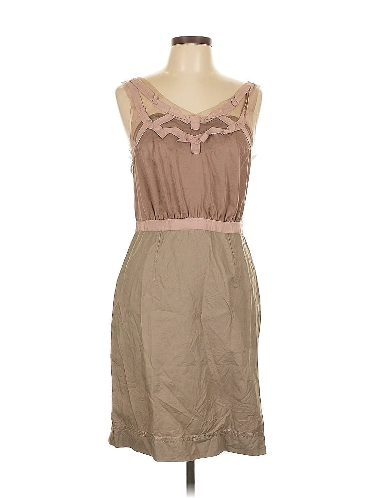 Ann Taylor LOFT 100% Polyester Tan Casual Dress Size 10 - photo 1