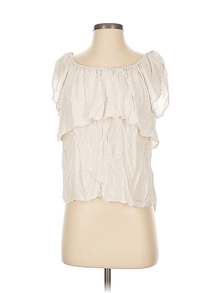 Pre-owned Velvet By Graham & Spencer Short Sleeve Blouse In White