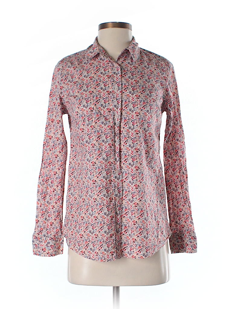 LC Lauren Conrad 100% Cotton Floral Light Pink Long Sleeve Button-Down ...