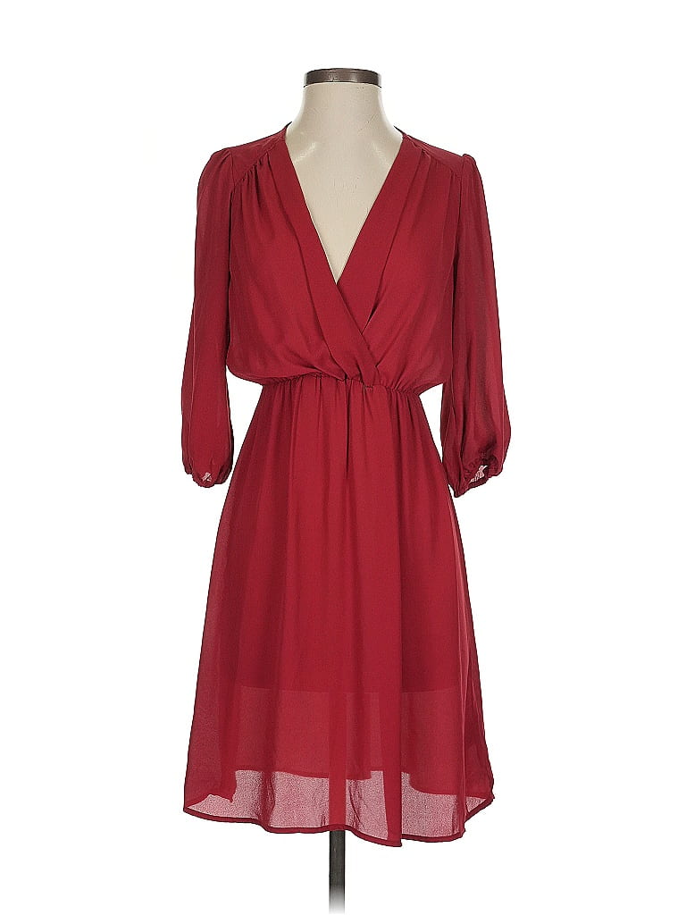 Picky Girl 100% Polyester Solid Burgundy Casual Dress Size S - photo 1