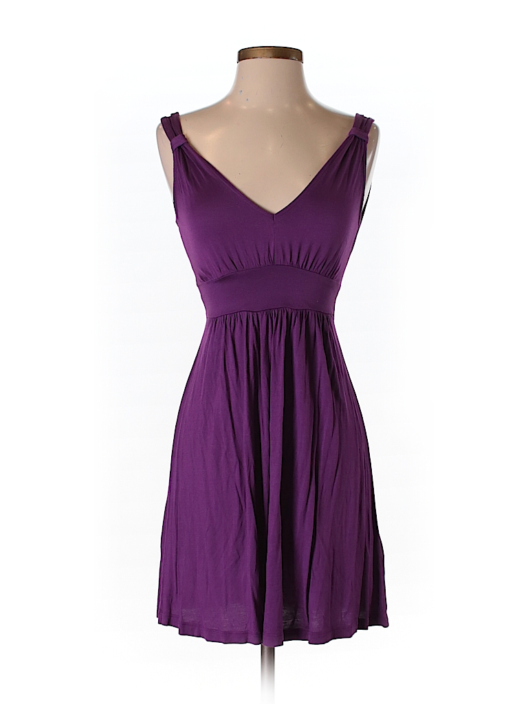 Viscose Solid Dark Purple Casual Dress ...