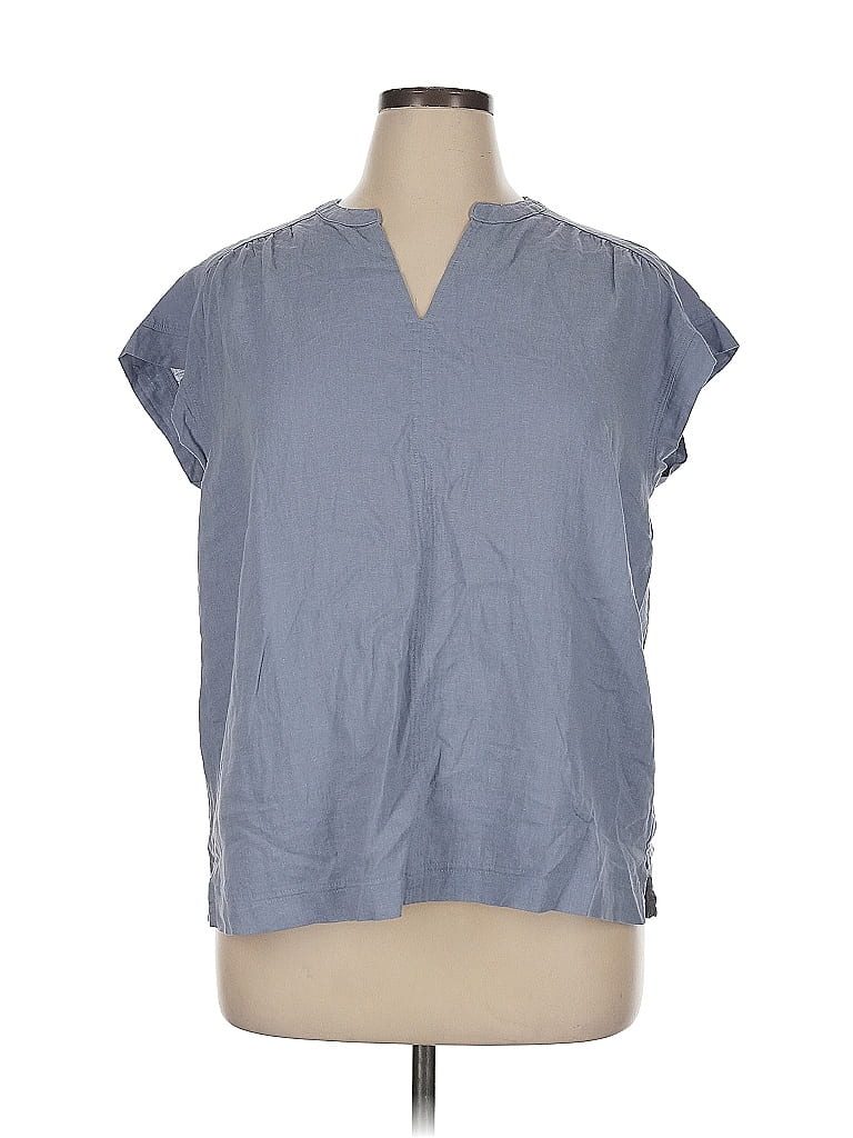 Splendid Blue Short Sleeve Blouse Size XL - photo 1