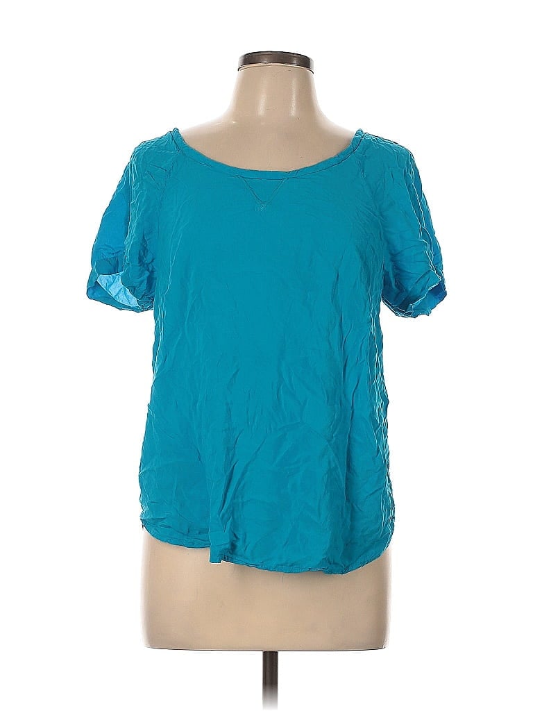 Click to view more detailed imagery on our partner's website Pre-owned Splendid Short Sleeve Top Teal Scoop Neck Tops In Blue