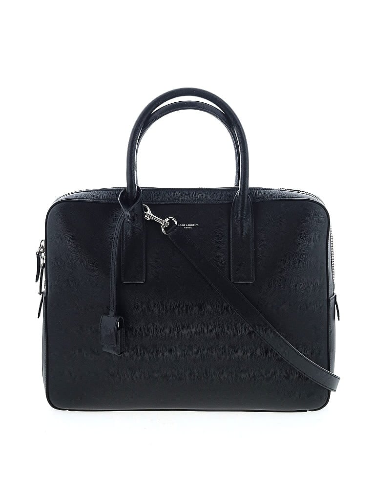 Saint Laurent 100% Leather Black Grain de Poudre Leather Small Museum Flat Briefcase One size - photo 1