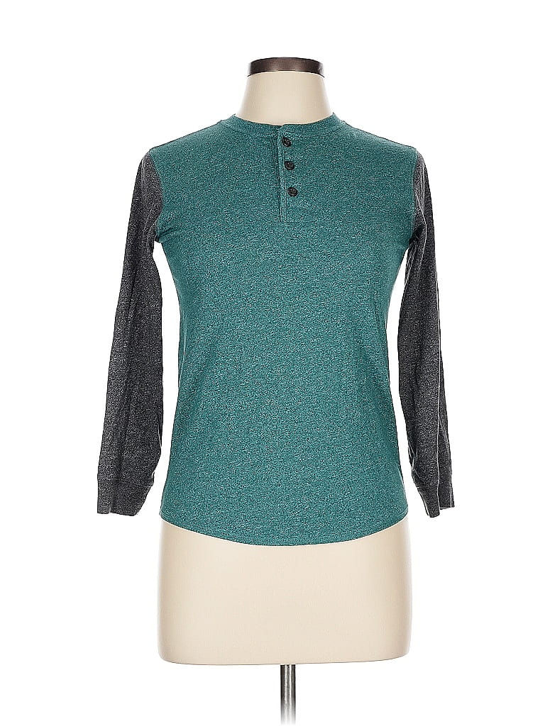 Pre-owned Old Navy Long Sleeve Henley Shirt In Blue