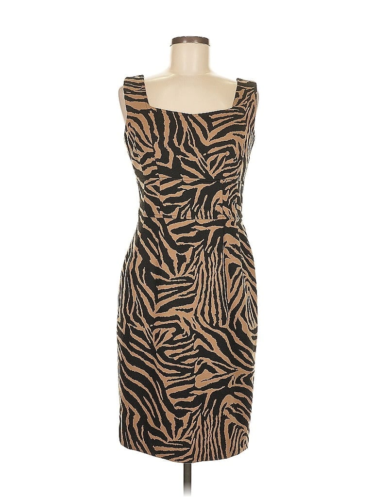 Leslie Stuart Animal Print Brown Cocktail Dress Size 8 - photo 1