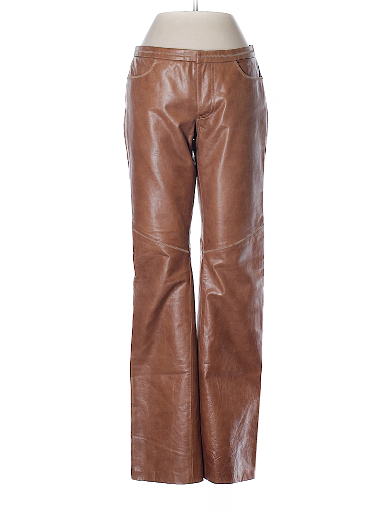 Gap 100% Leather Solid Tan Leather Pants Size 4 - 93% off | thredUP