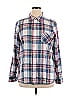 Foxcroft 100% Cotton Plaid Blue Long Sleeve Button-Down Shirt Size 16 - photo 1