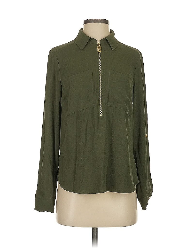Pre-owned Michael Michael Kors Long Sleeve Blouse In Green