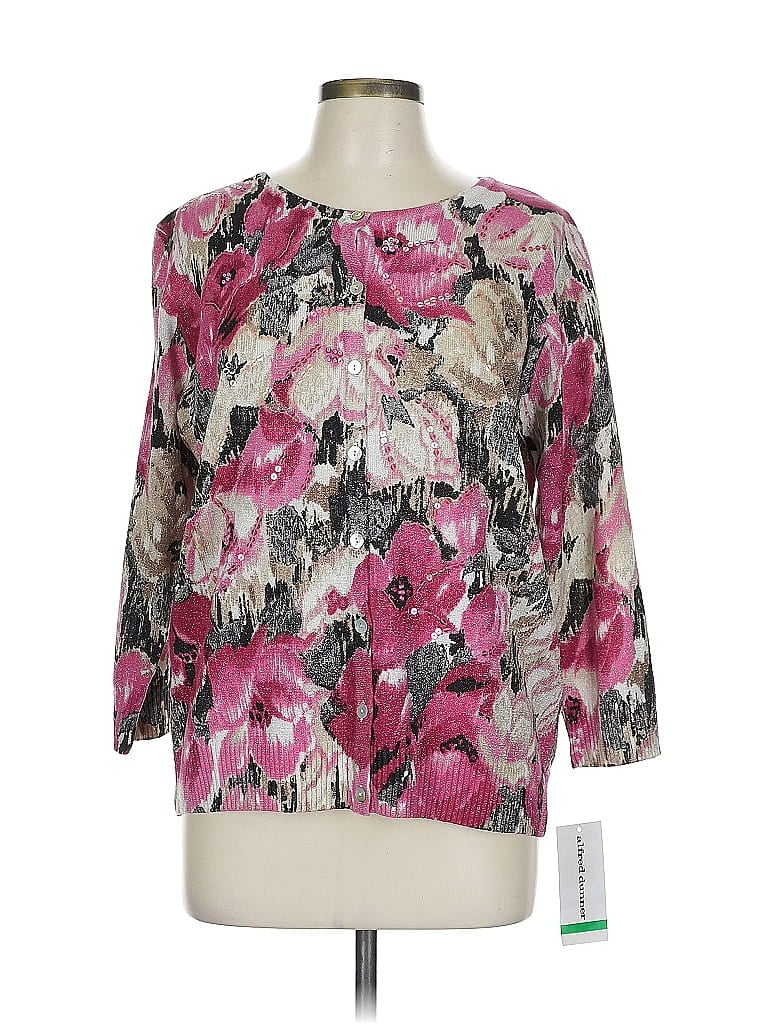 Alfred Dunner Cardigan Sweater In Pink