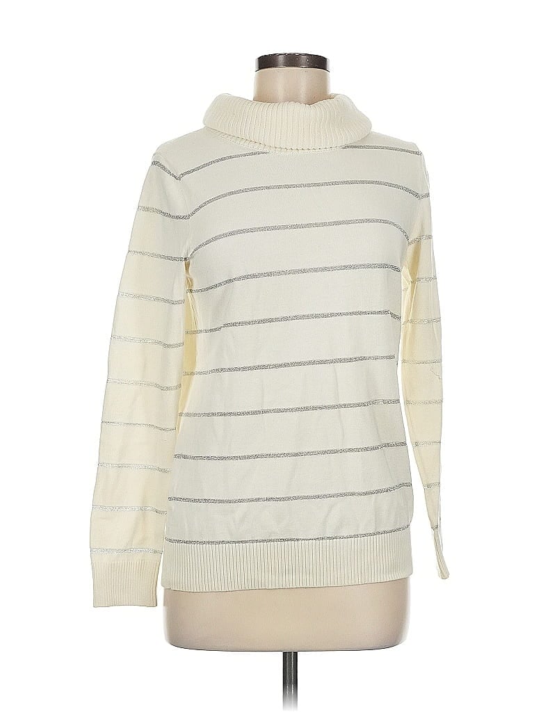 Pre-owned Ann Taylor Loft Turtleneck Sweater In White