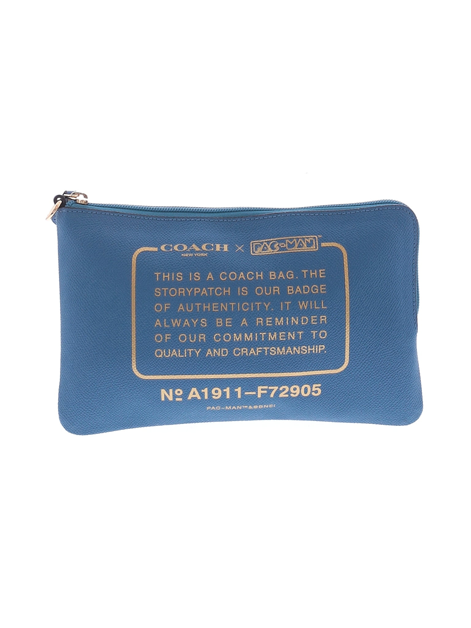 Coach X Pac Man 100% Leather Blue Leather Clutch One size