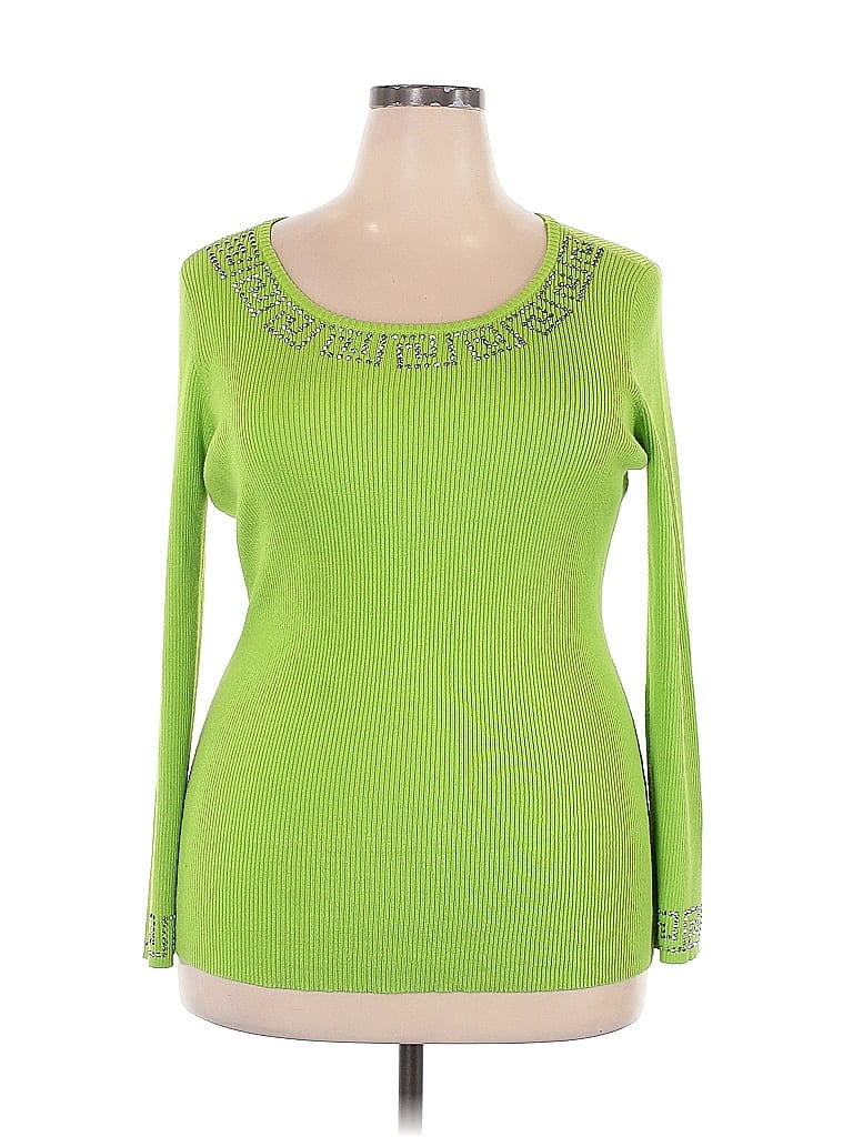 Carmen Carmen Marc Valvo Green Pullover Sweater Size 2X - photo 1