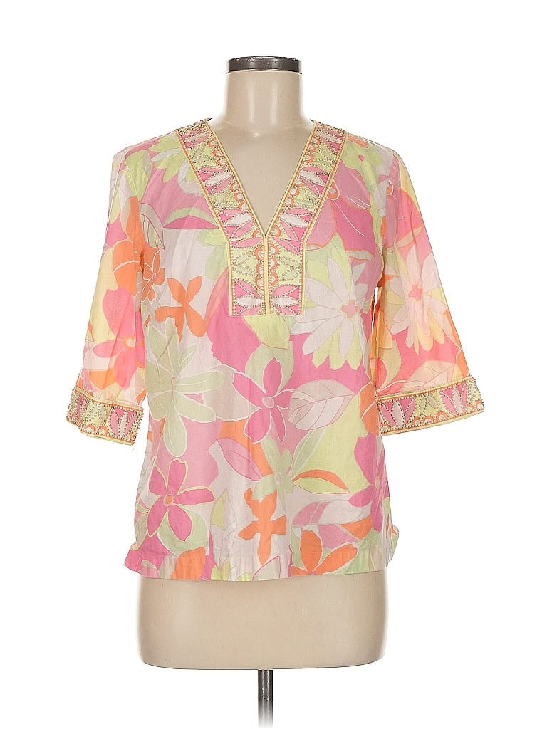 Pre-owned Sigrid Olsen 3/4 Sleeve Blouse In Pink