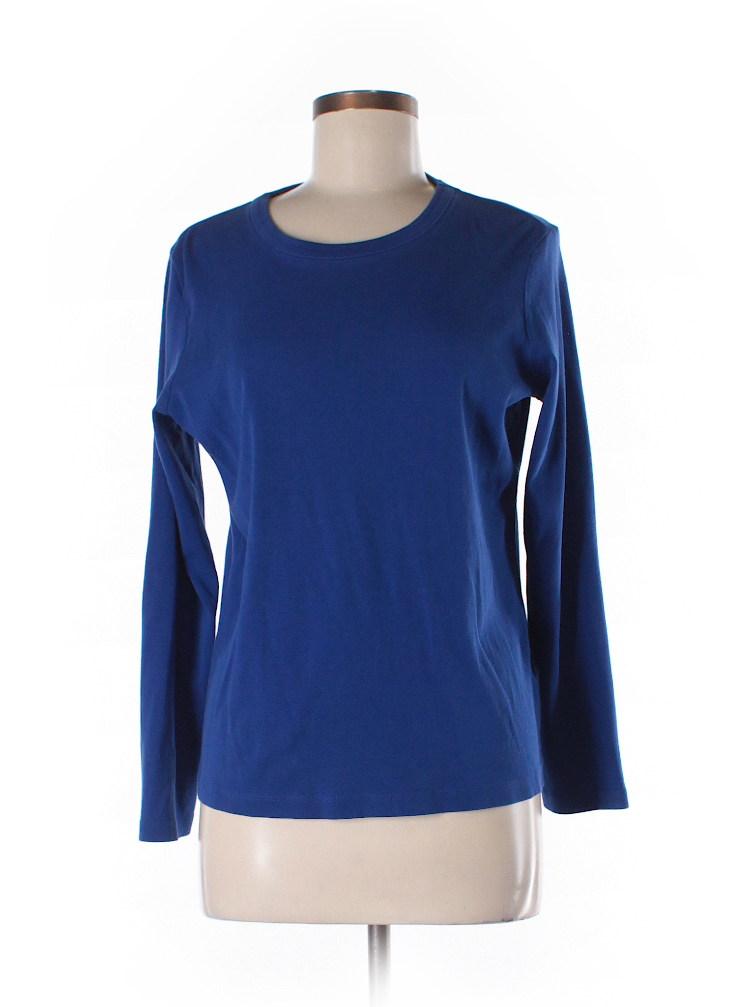 Lands' End 100% Supima Cotton Solid Blue Long Sleeve T-Shirt Size L ...
