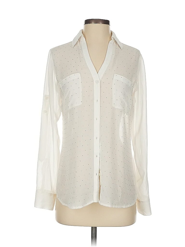 Pre-owned Express Long Sleeve Blouse In White